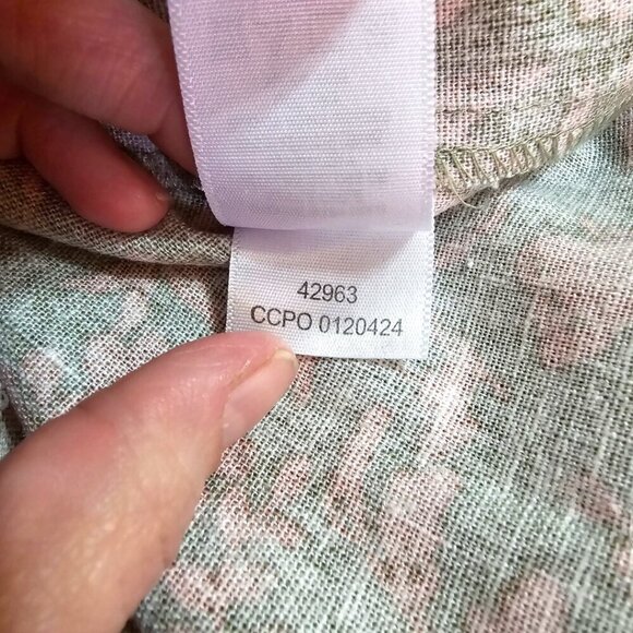 Chadwicks of Boston Green Floral Linen Blend Pleated Sleeveless Midi Dress Sz S - Picture 9 of 9